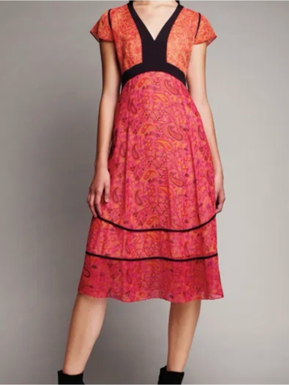Narciso Rodriguez orange and hot pink paisley pattern dress